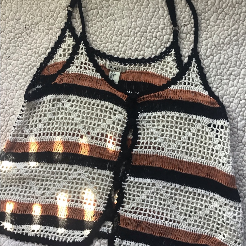 Forever 21 Crochet Tank Top with Stripes